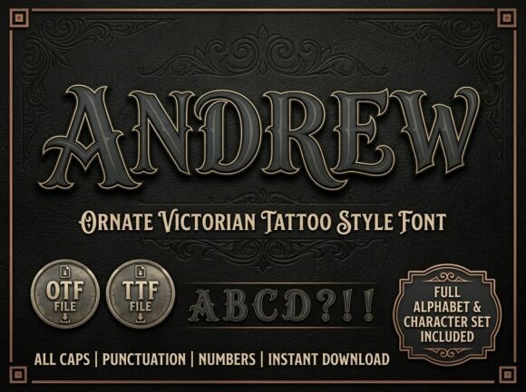 Andrew: Victorian Tattoo Style Display Font