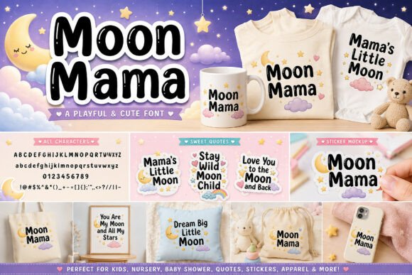 Moon Mama: A Whimsical Display Font for Joyful Designs